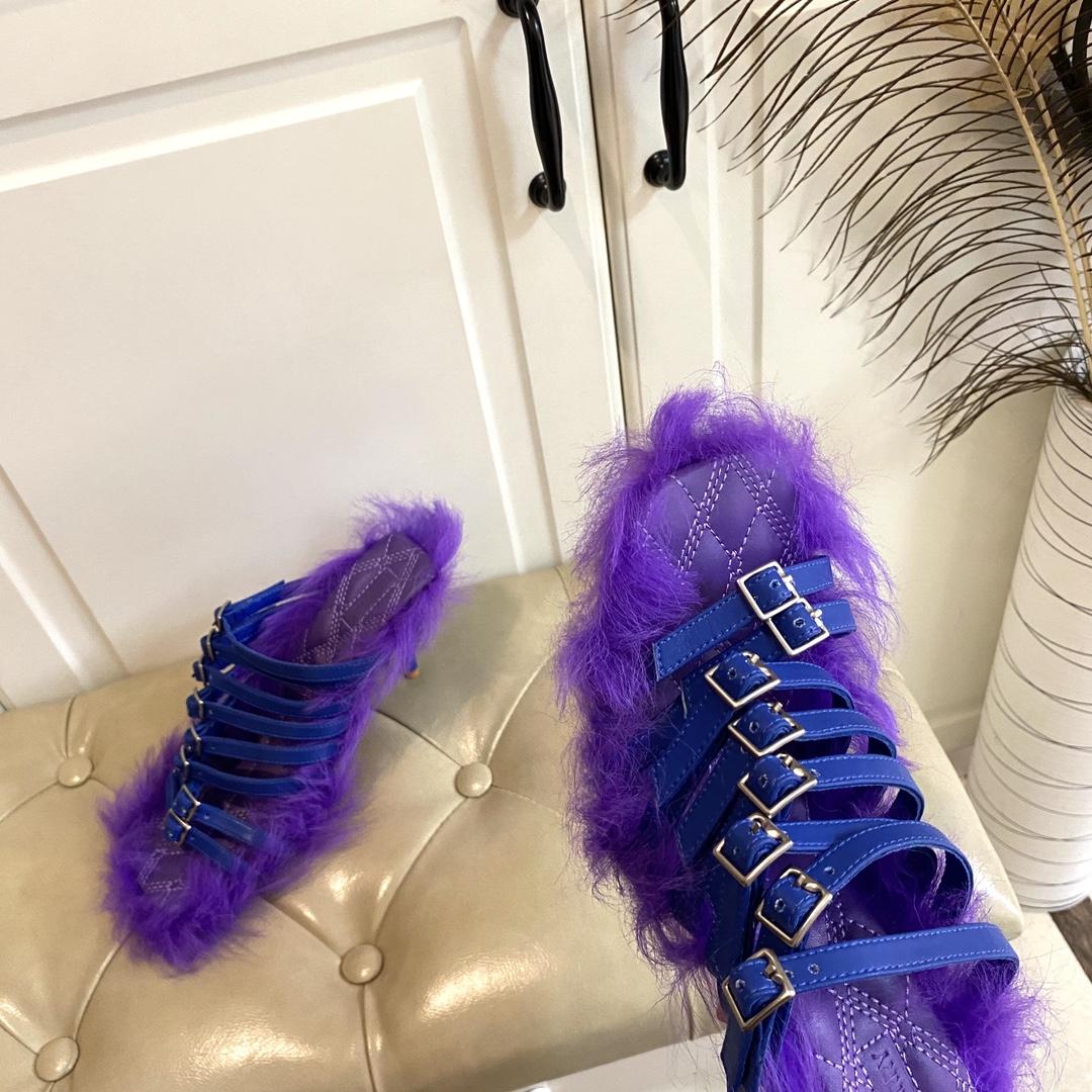 Burberry Satin Step Fuzz Sandals - DopestKickz