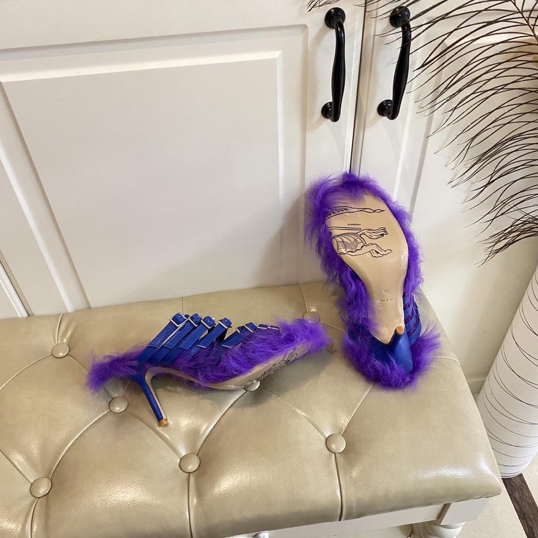 Burberry Satin Step Fuzz Sandals - DopestKickz