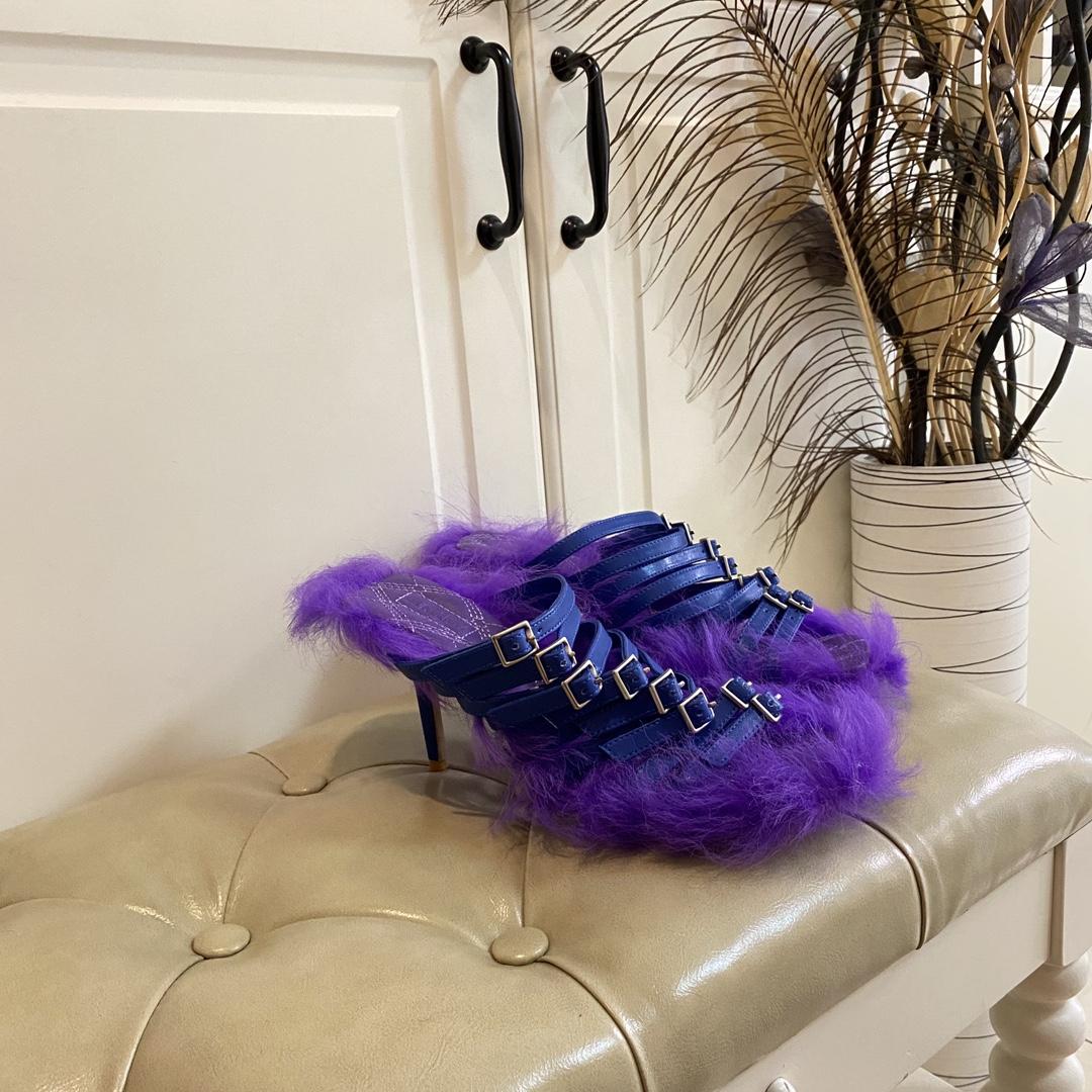 Burberry Satin Step Fuzz Sandals - DopestKickz