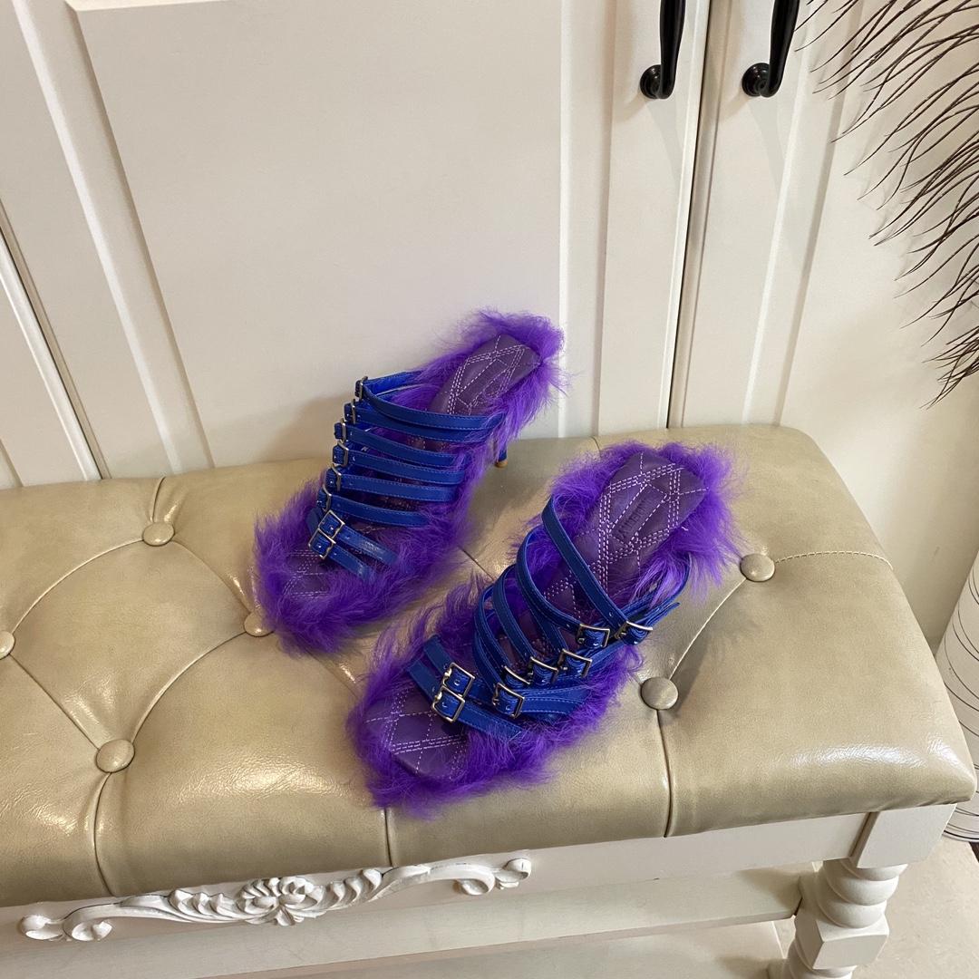 Burberry Satin Step Fuzz Sandals - DopestKickz