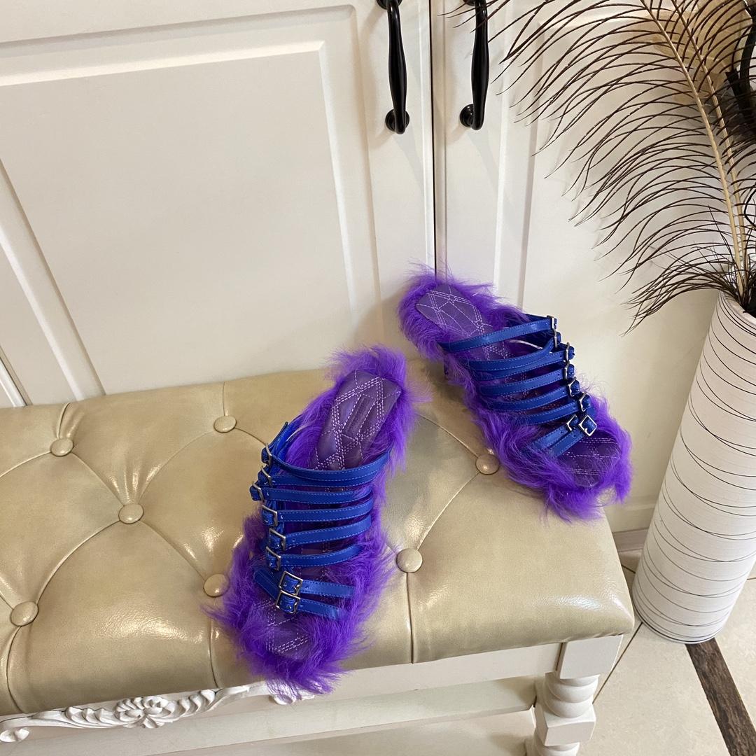 Burberry Satin Step Fuzz Sandals - DopestKickz