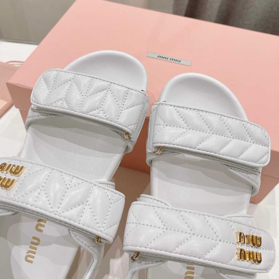 Miu Miu Sporty Matelassé Nappa Leather Sandals - DopestKickz