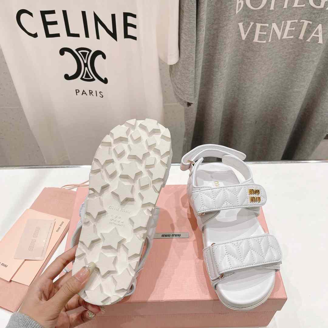 Miu Miu Sporty Matelassé Nappa Leather Sandals - DopestKickz