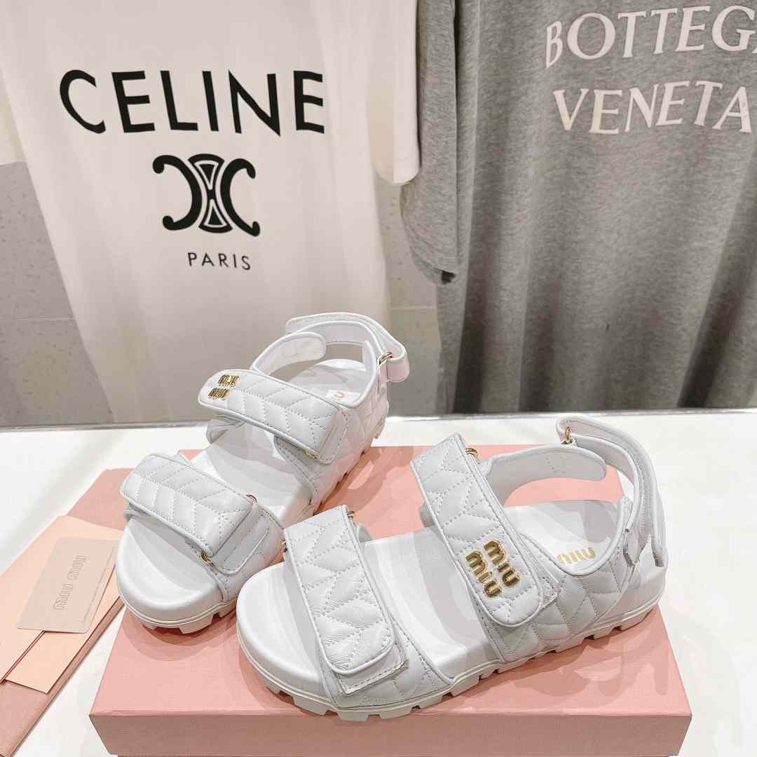 Miu Miu Sporty Matelassé Nappa Leather Sandals - DopestKickz