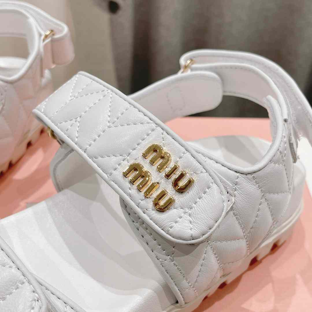 Miu Miu Sporty Matelassé Nappa Leather Sandals - DopestKickz