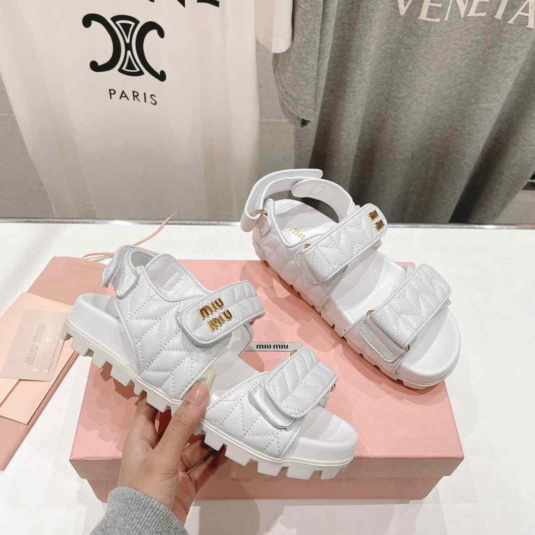 Miu Miu Sporty Matelassé Nappa Leather Sandals - DopestKickz