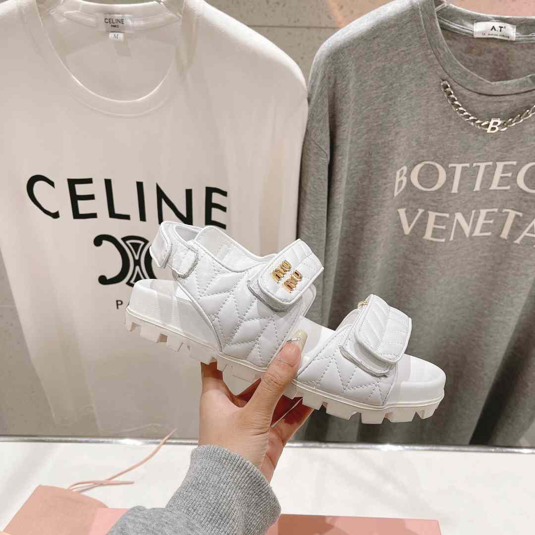 Miu Miu Sporty Matelassé Nappa Leather Sandals - DopestKickz