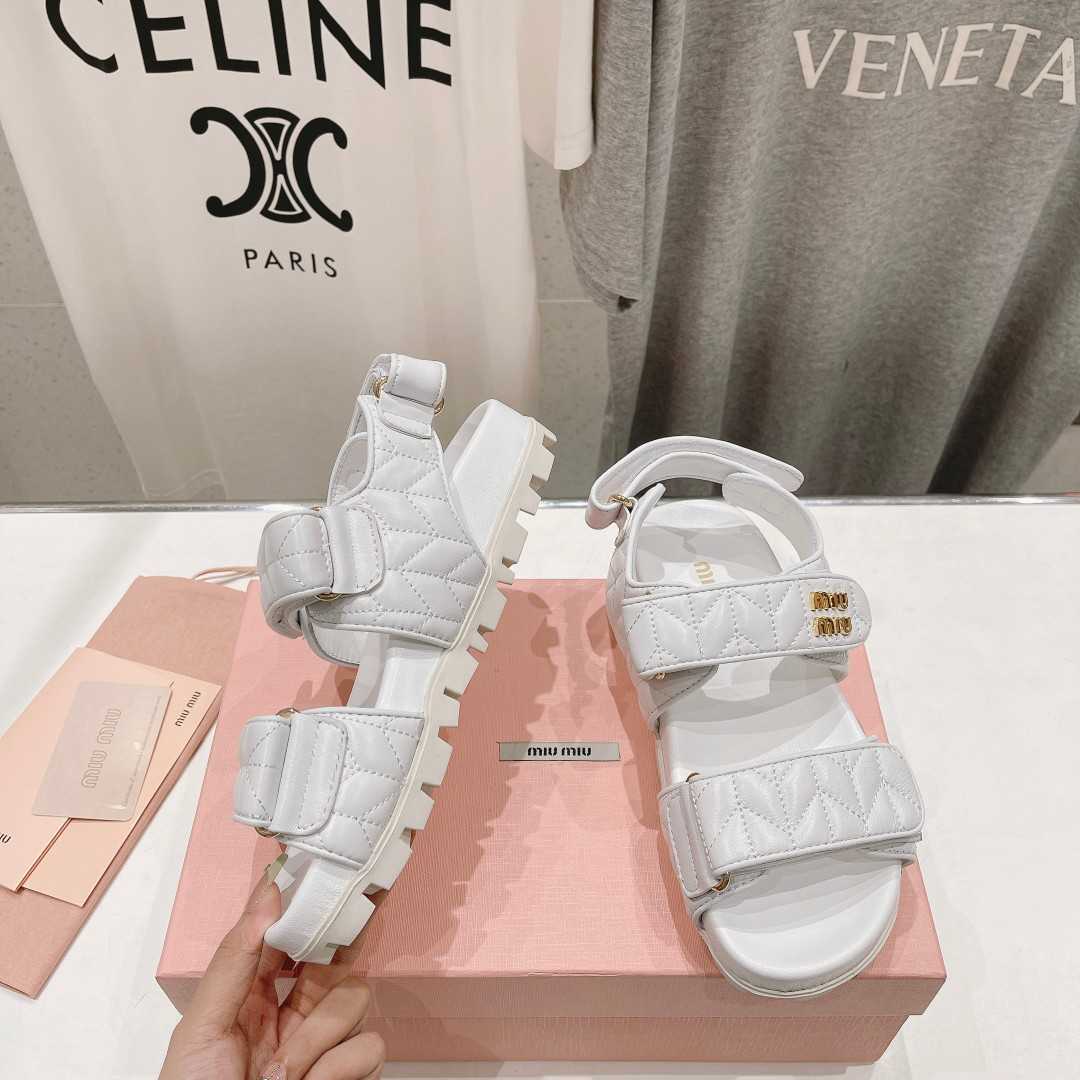 Miu Miu Sporty Matelassé Nappa Leather Sandals - DopestKickz