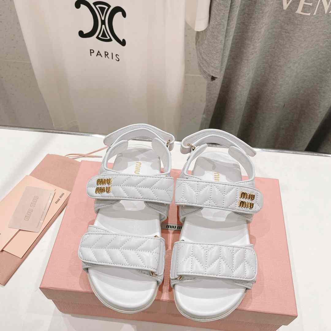 Miu Miu Sporty Matelassé Nappa Leather Sandals - DopestKickz