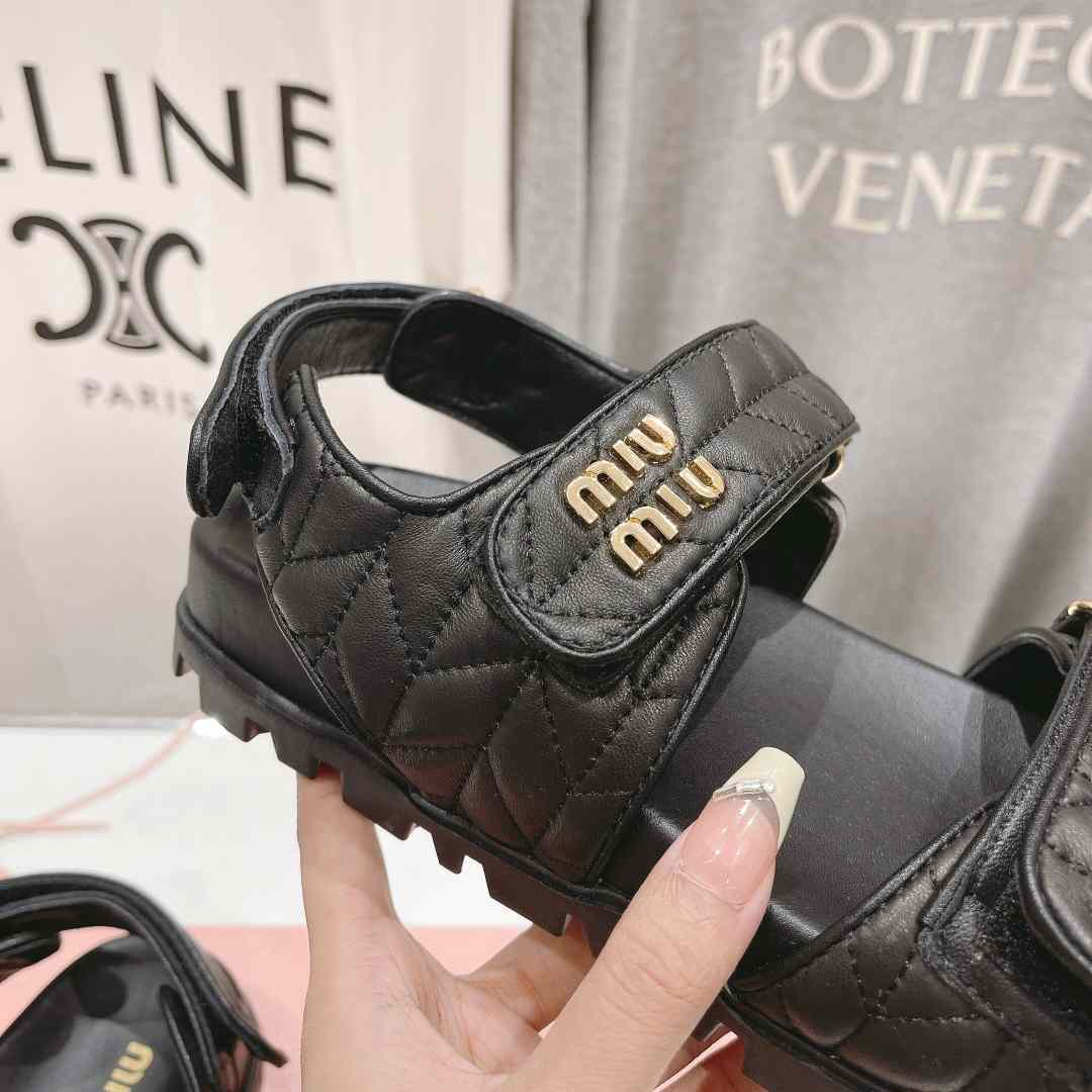 Miu Miu Sporty Matelassé Nappa Leather Sandals - DopestKickz