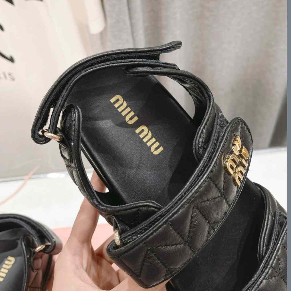 Miu Miu Sporty Matelassé Nappa Leather Sandals - DopestKickz