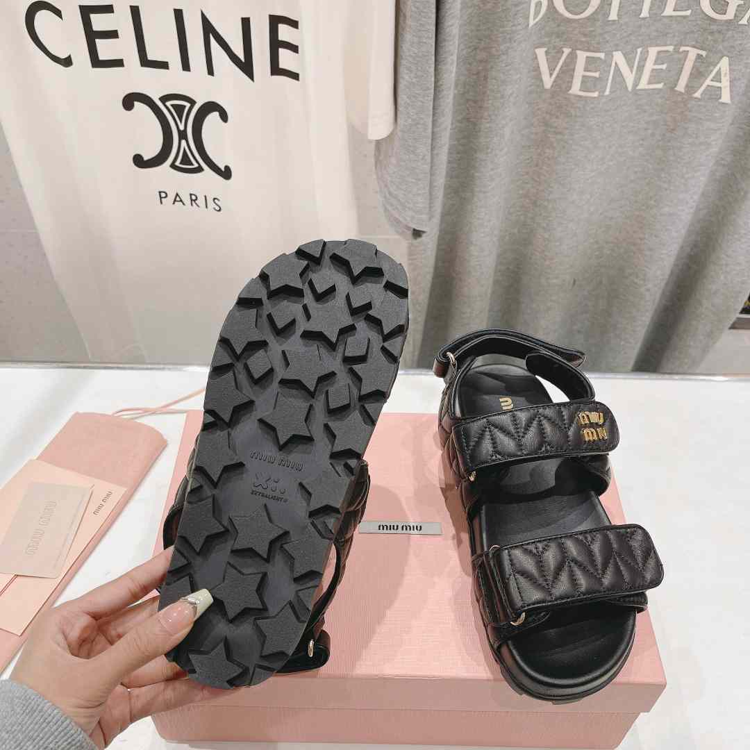 Miu Miu Sporty Matelassé Nappa Leather Sandals - DopestKickz