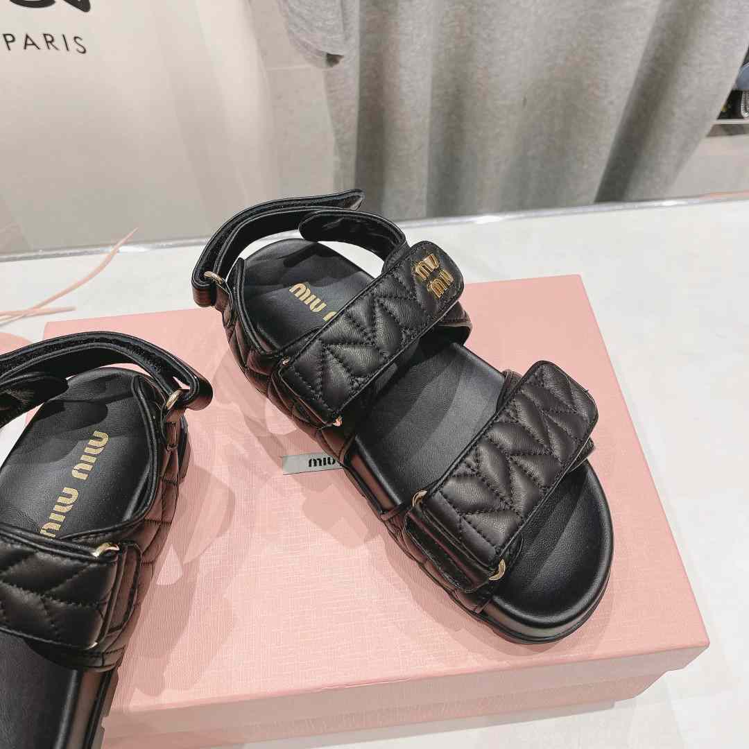 Miu Miu Sporty Matelassé Nappa Leather Sandals - DopestKickz