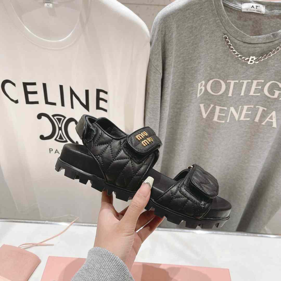 Miu Miu Sporty Matelassé Nappa Leather Sandals - DopestKickz