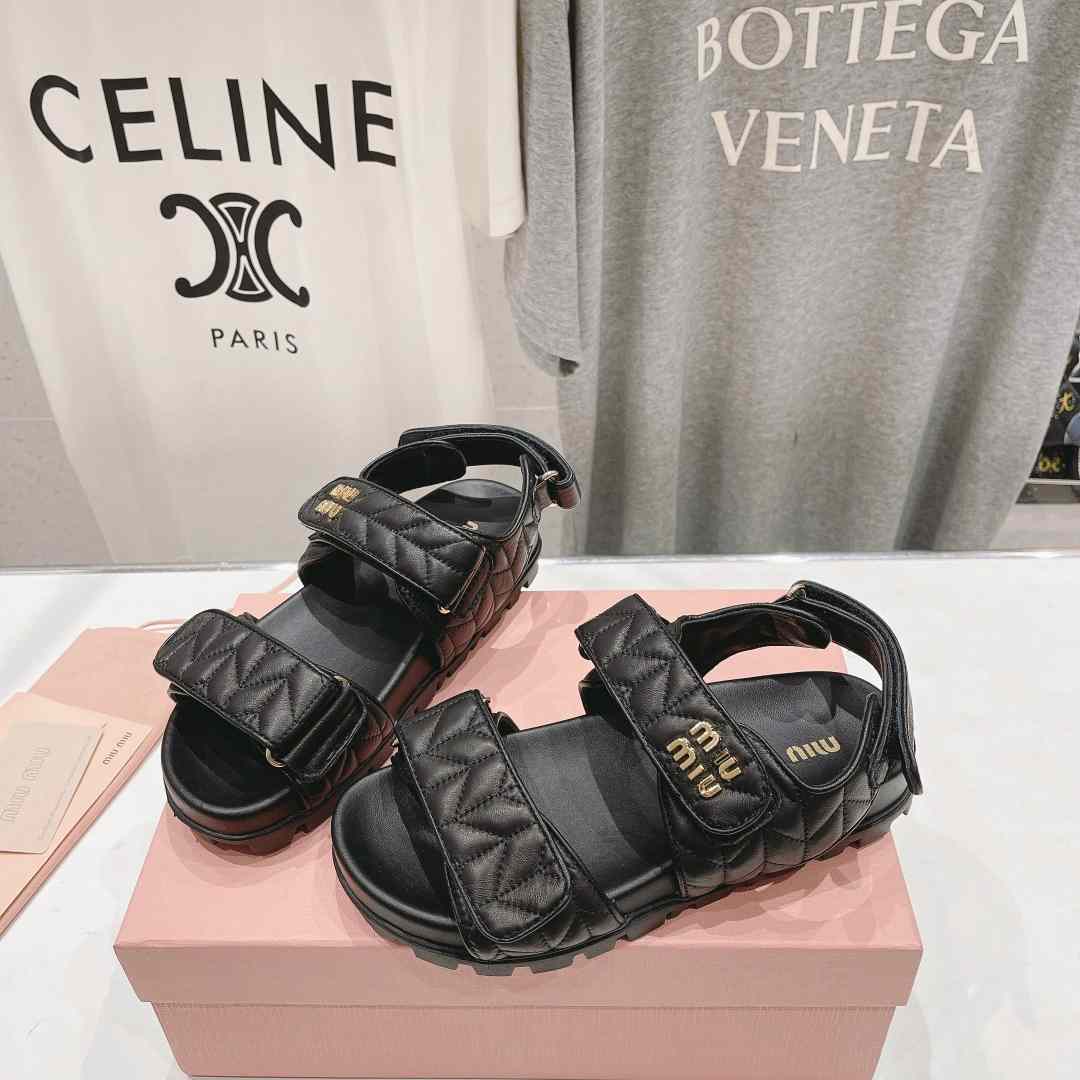 Miu Miu Sporty Matelassé Nappa Leather Sandals - DopestKickz