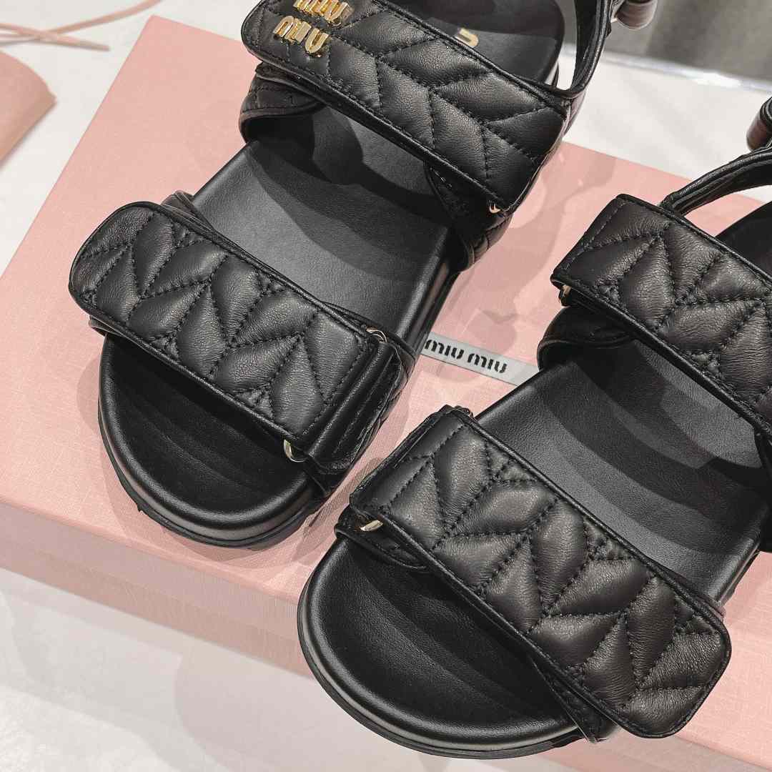 Miu Miu Sporty Matelassé Nappa Leather Sandals - DopestKickz