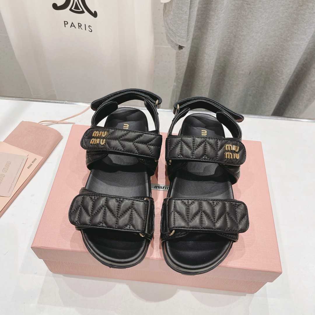 Miu Miu Sporty Matelassé Nappa Leather Sandals - DopestKickz