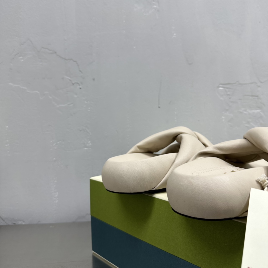 Marni Ivory Twisted Leather Bubble Sandal - DopestKickz