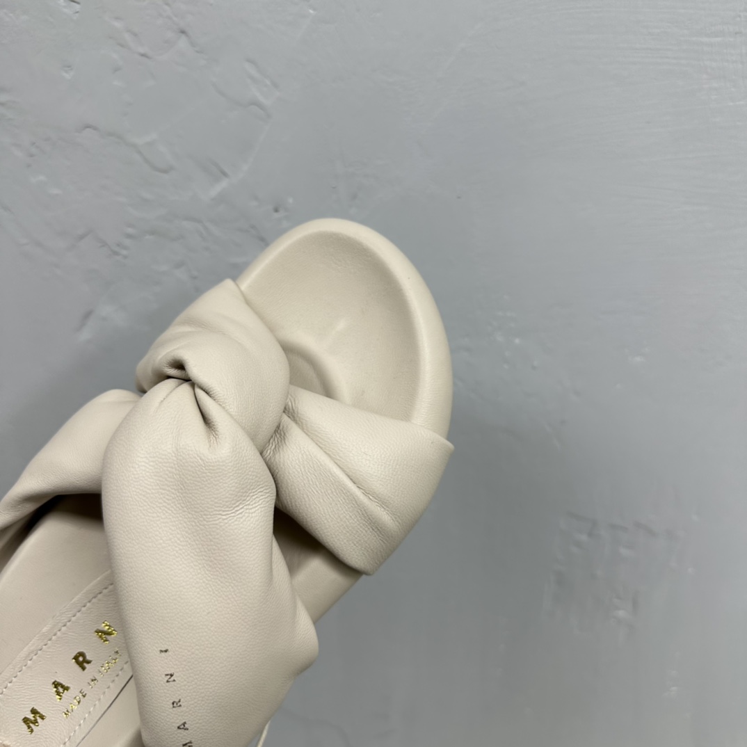 Marni Ivory Twisted Leather Bubble Sandal - DopestKickz