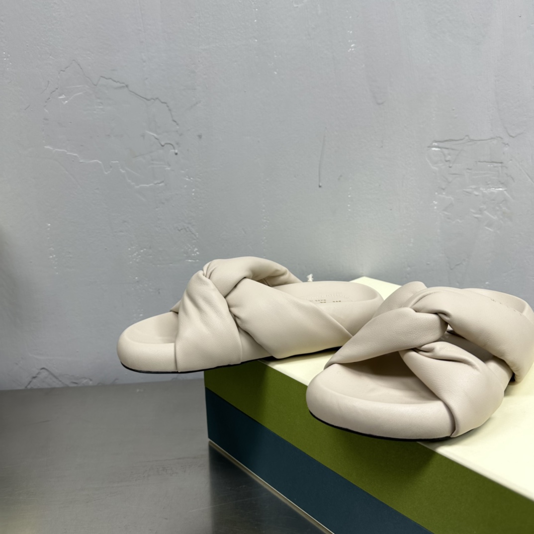 Marni Ivory Twisted Leather Bubble Sandal - DopestKickz