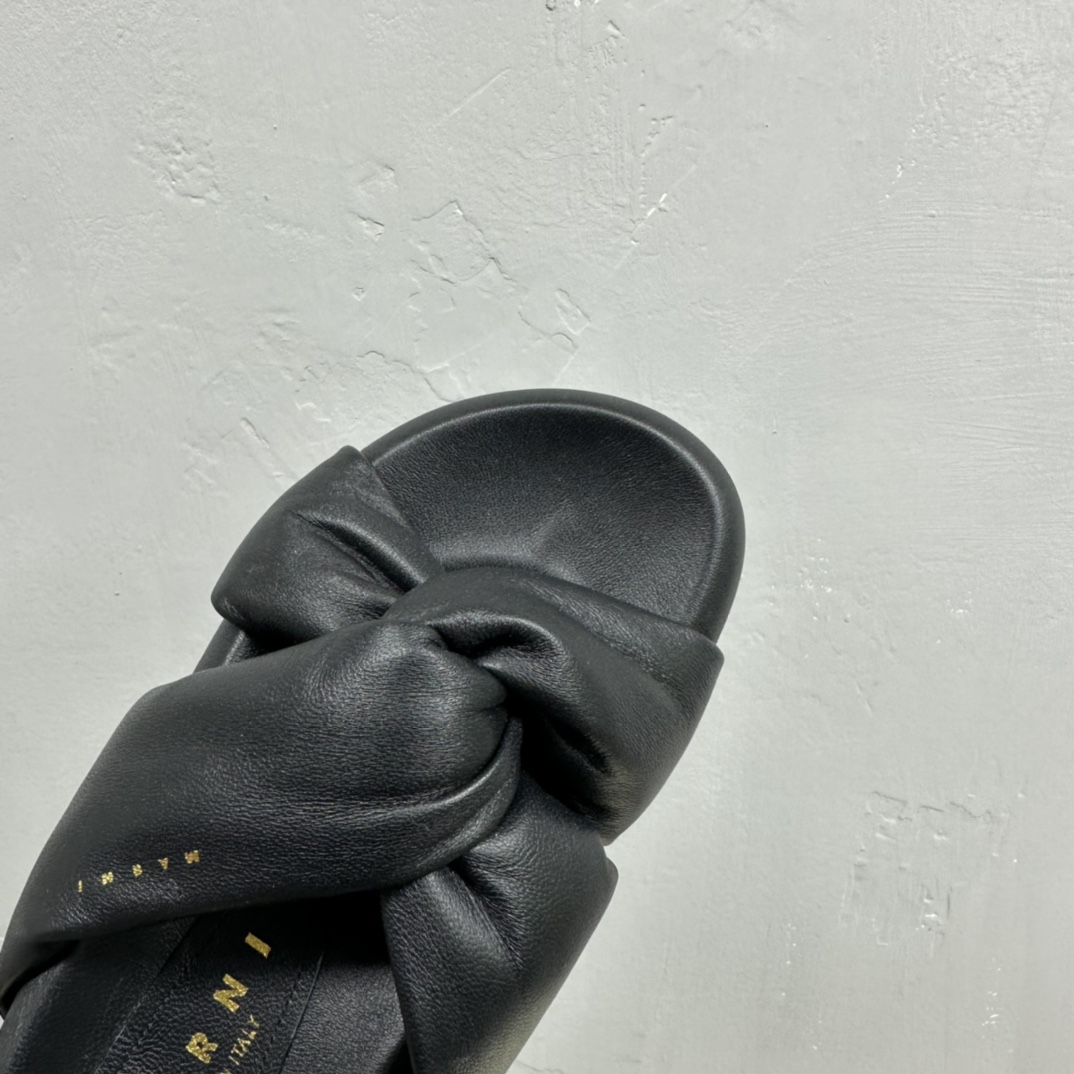 Marni Black Twisted Leather Bubble Sandal - DopestKickz