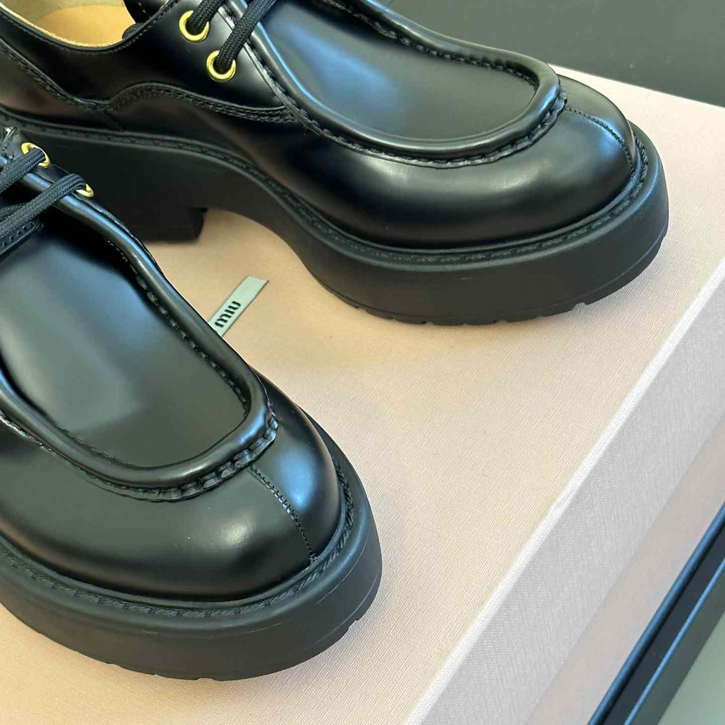 Miu Miu Leather Lace-up Shoes - DopestKickz