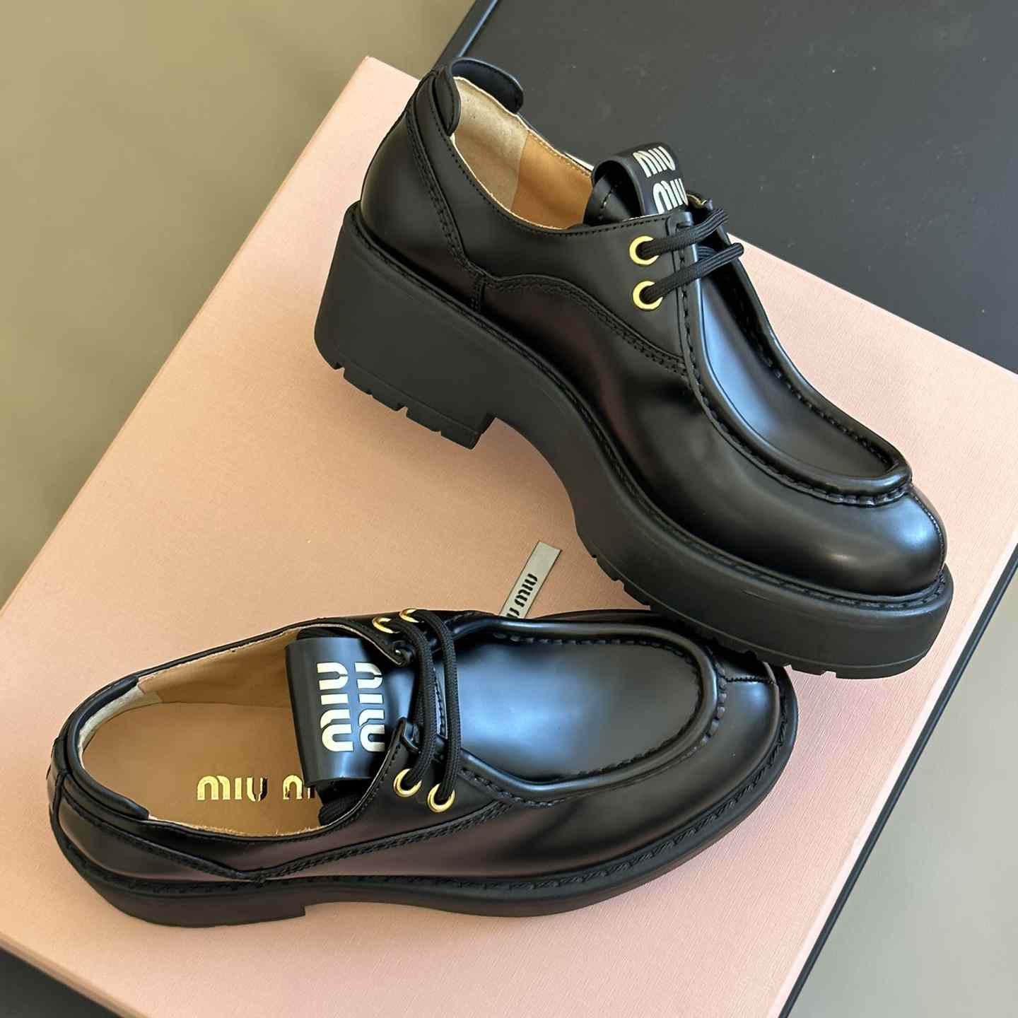 Miu Miu Leather Lace-up Shoes - DopestKickz