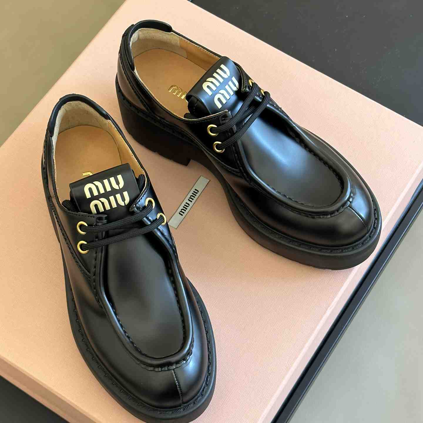 Miu Miu Leather Lace-up Shoes - DopestKickz