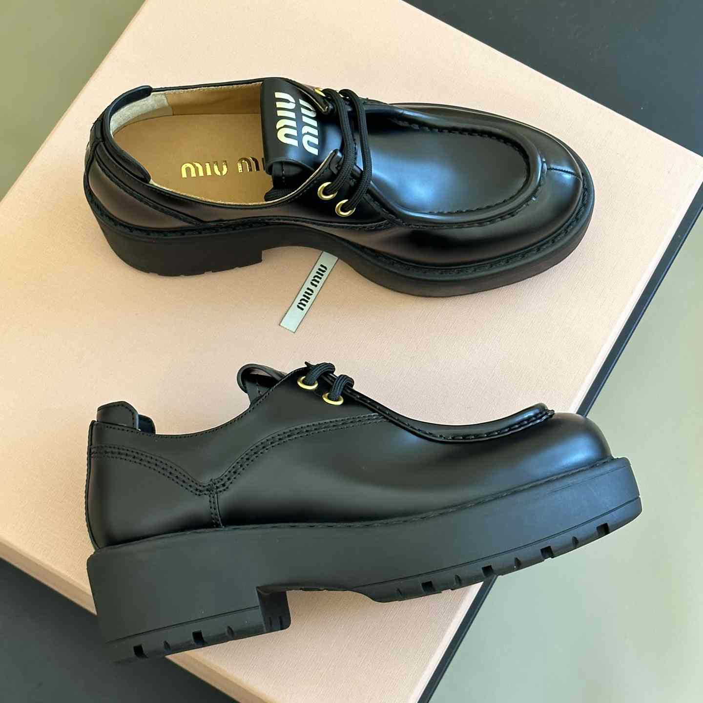 Miu Miu Leather Lace-up Shoes - DopestKickz