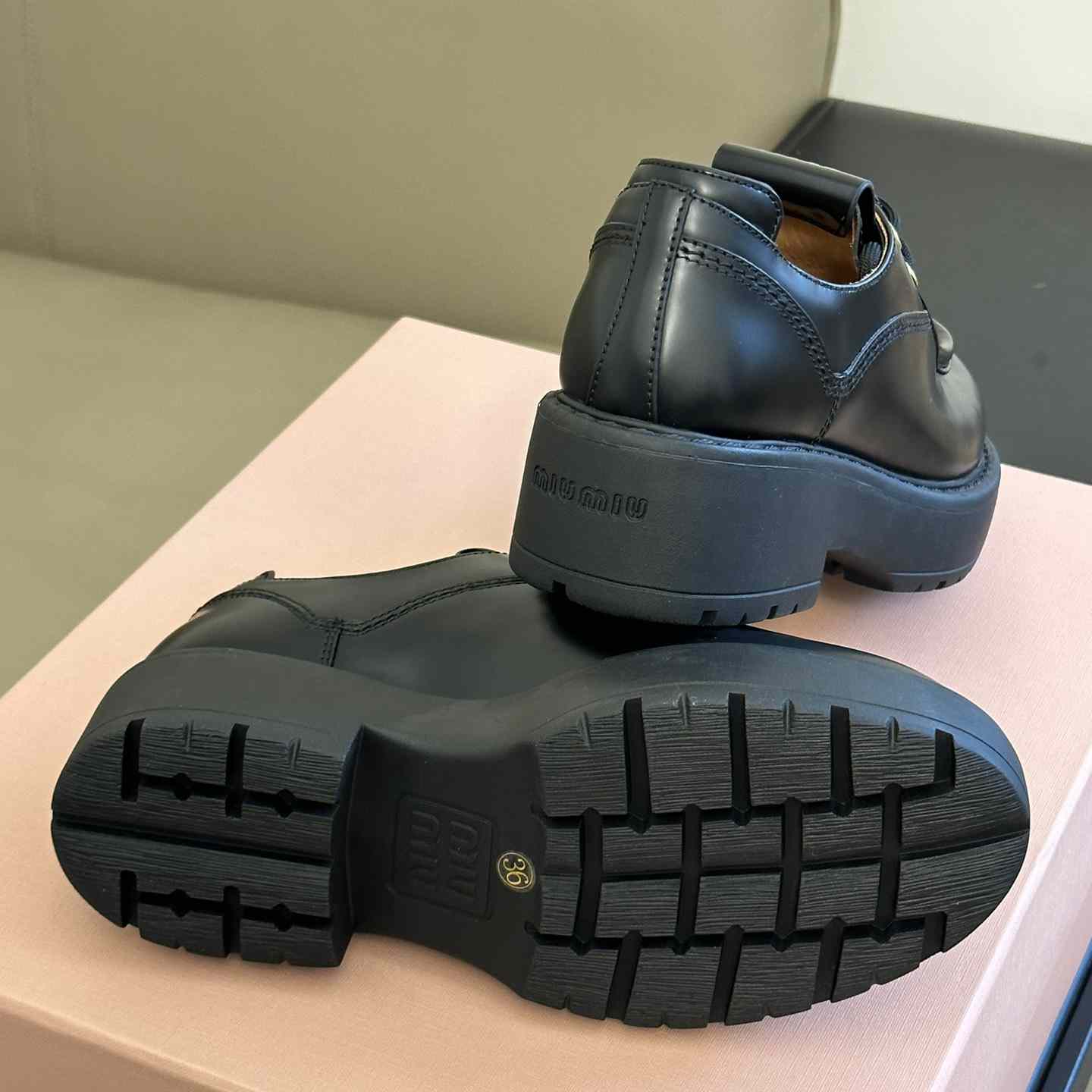 Miu Miu Leather Lace-up Shoes - DopestKickz