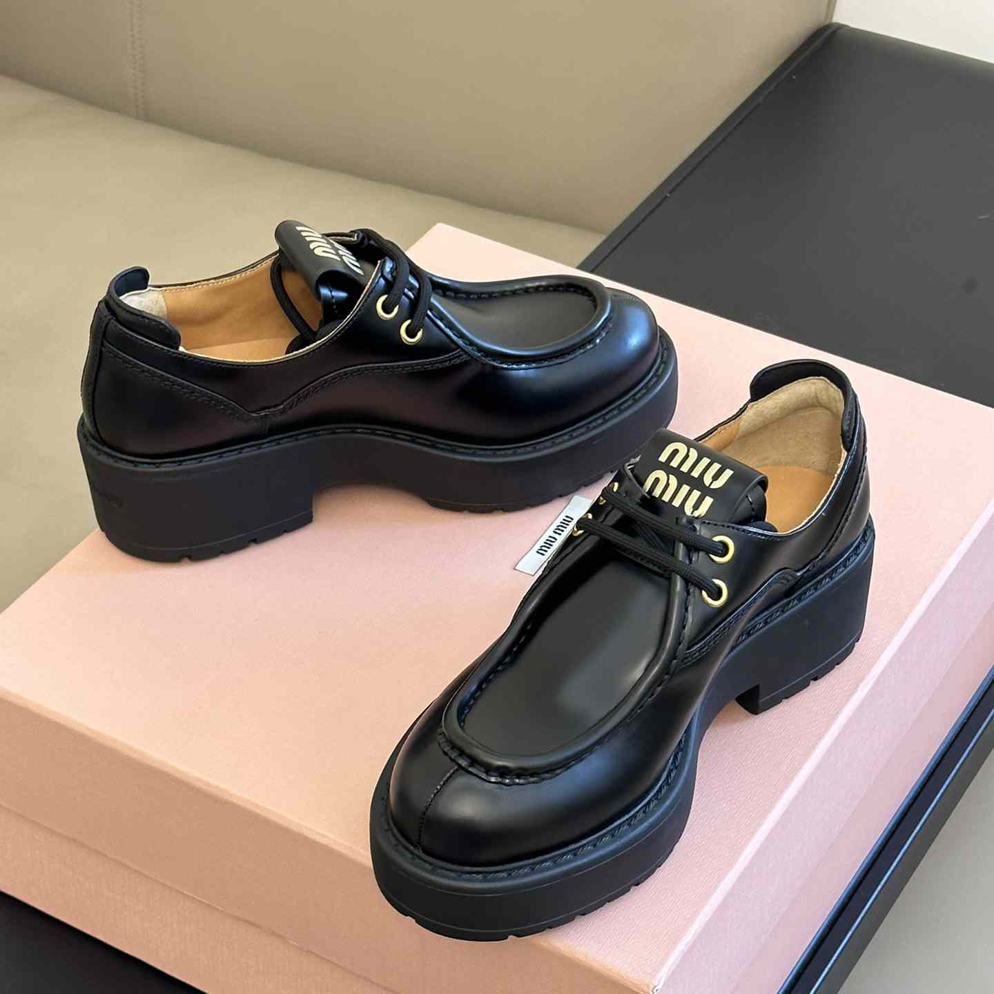 Miu Miu Leather Lace-up Shoes - DopestKickz