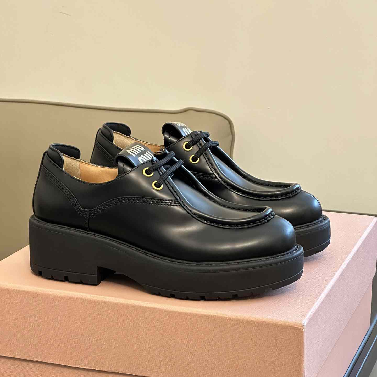 Miu Miu Leather Lace-up Shoes - DopestKickz