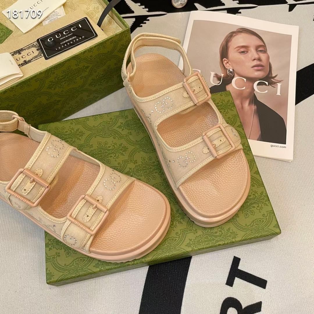 Gucci Women's GG Sandal With Crystals - DopestKickz