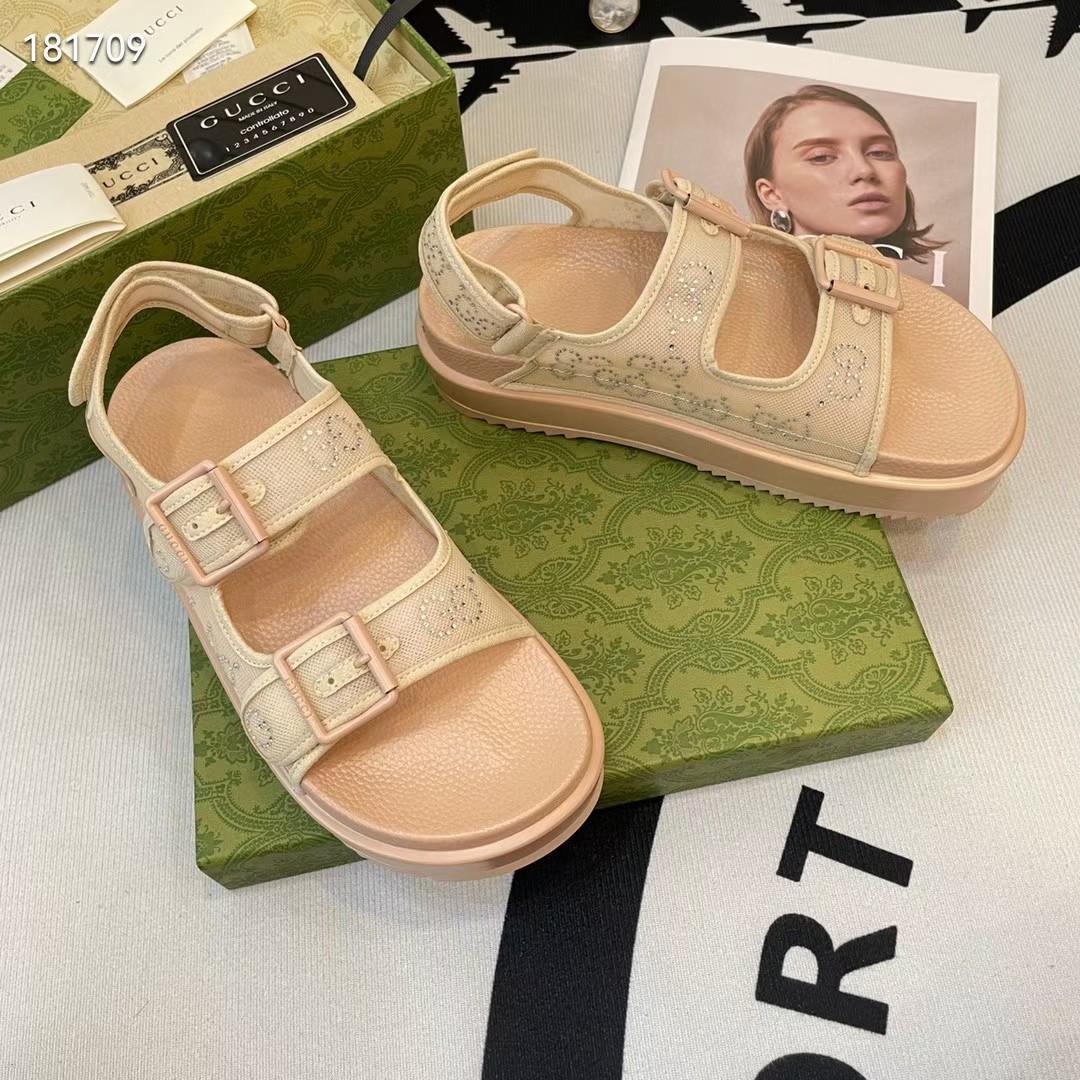 Gucci Women's GG Sandal With Crystals - DopestKickz