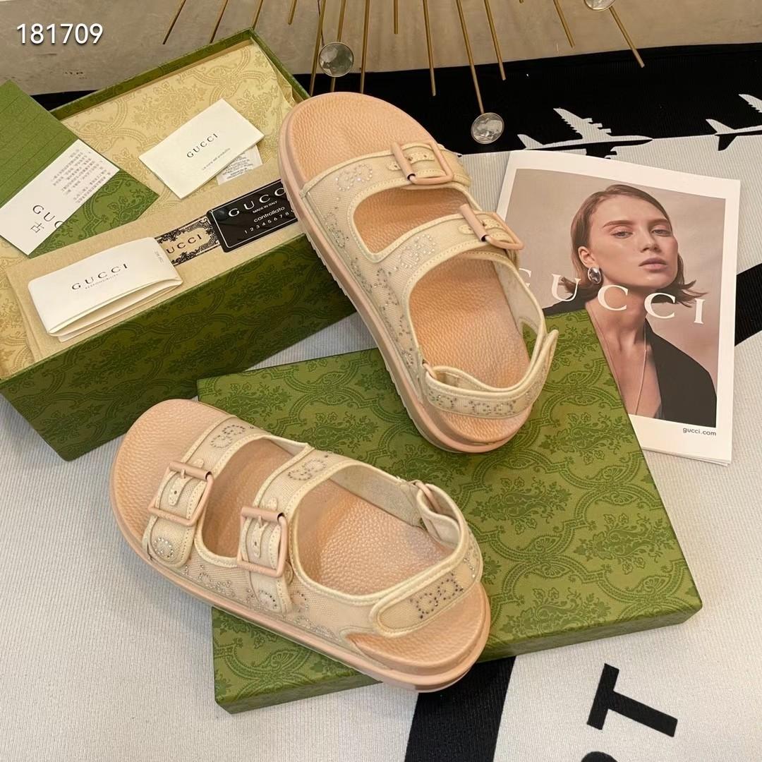 Gucci Women's GG Sandal With Crystals - DopestKickz