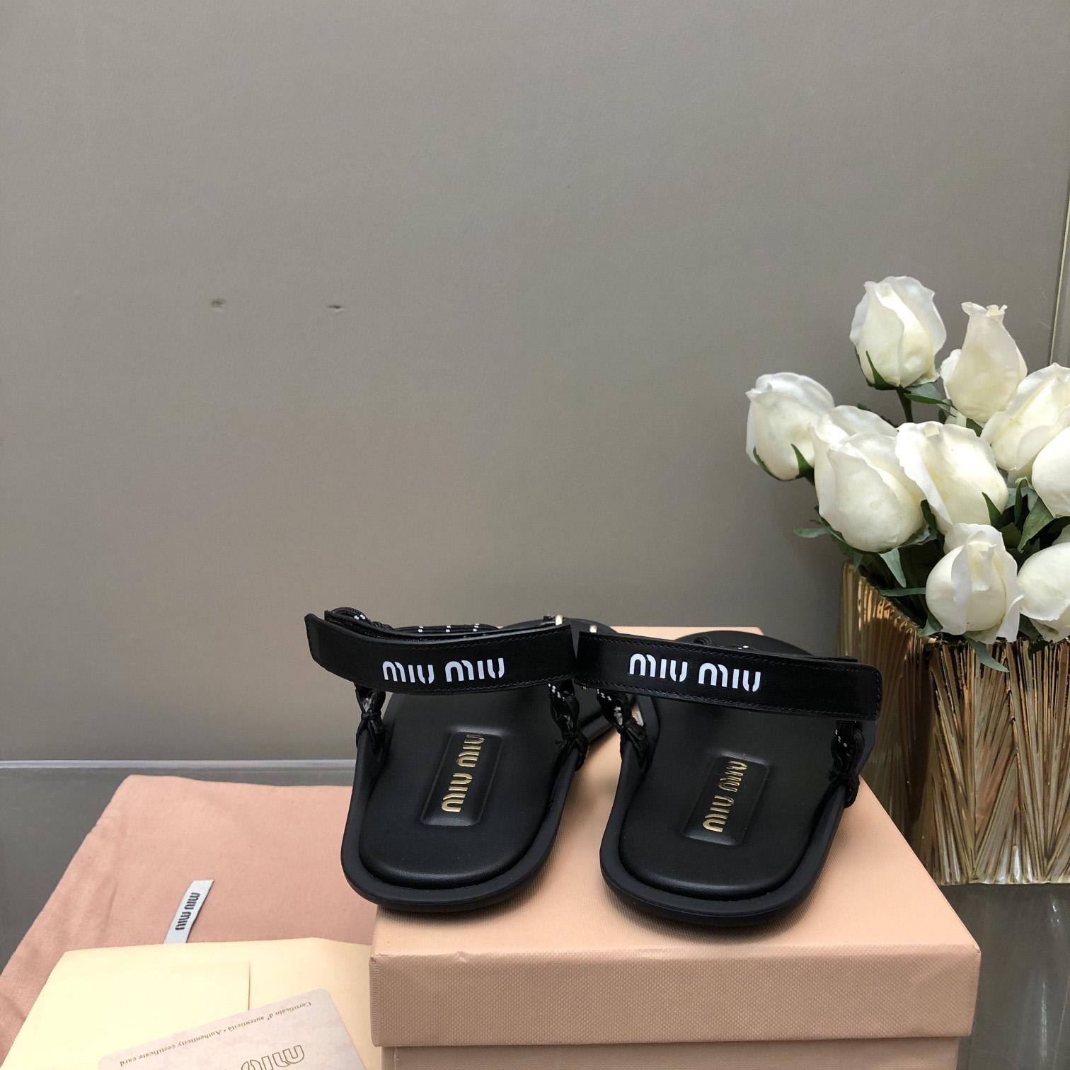 Miu Miu Riviere Cord And Leather Sandals - DopestKickz