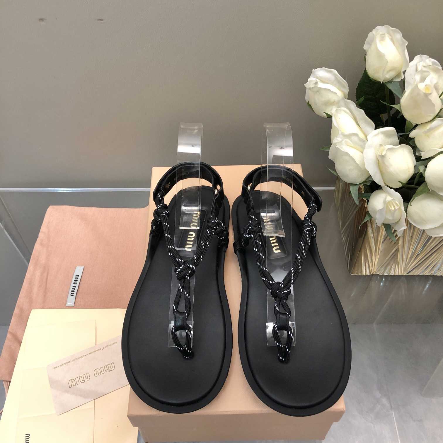 Miu Miu Riviere Cord And Leather Sandals - DopestKickz