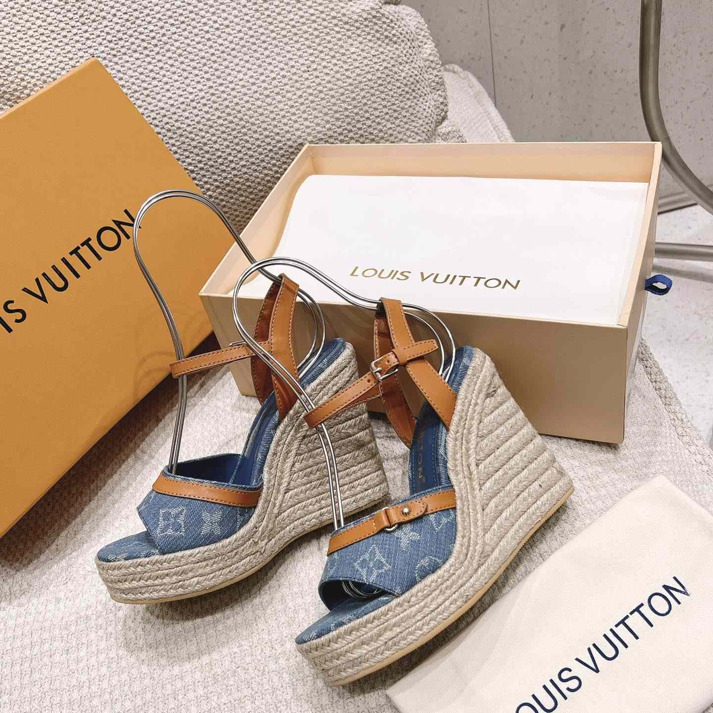 Louis Vuitton Helios Wedge Sandal   - DopestKickz