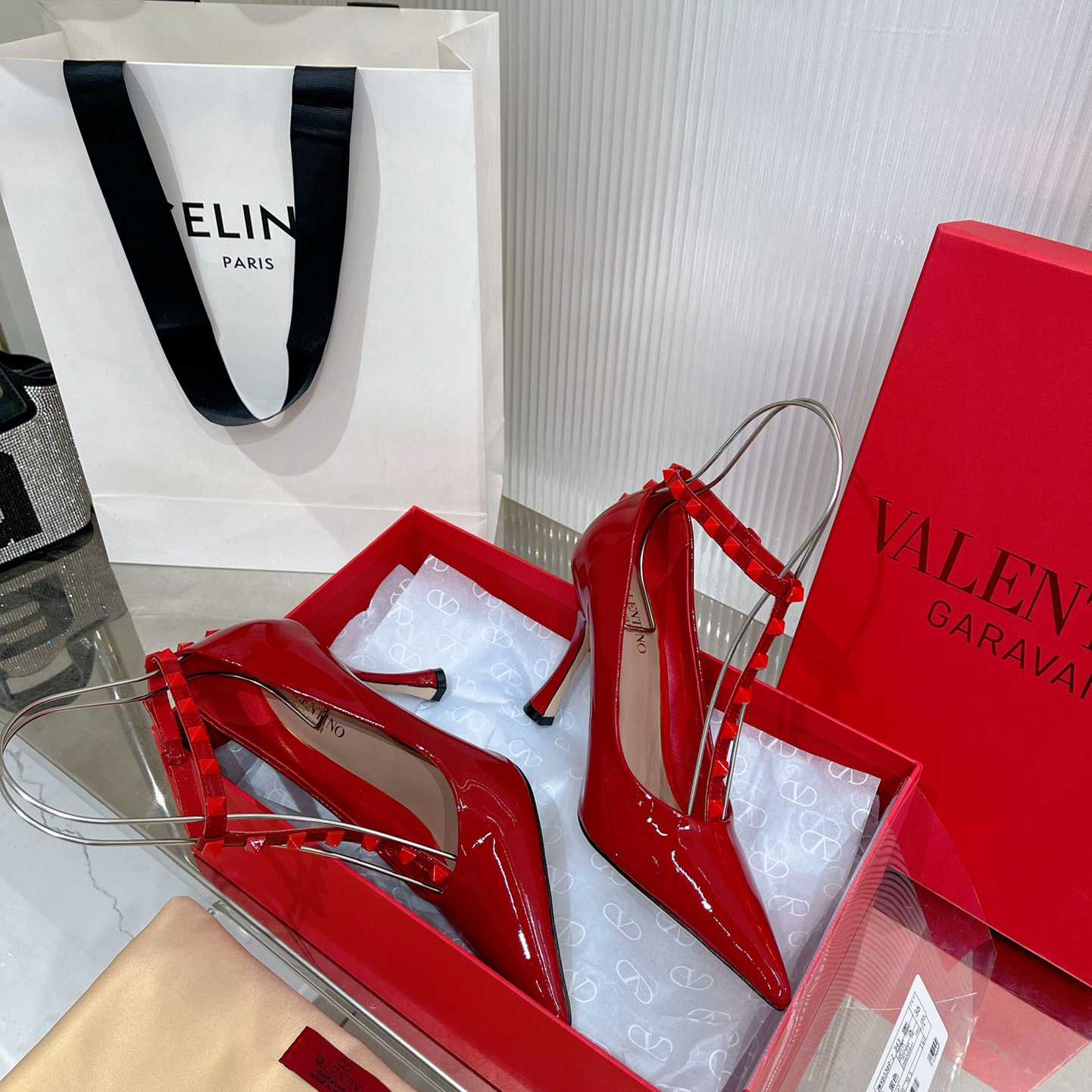 Valenti Rockstud Patent Leather Pumps With Matching Studs 100mm - DopestKickz