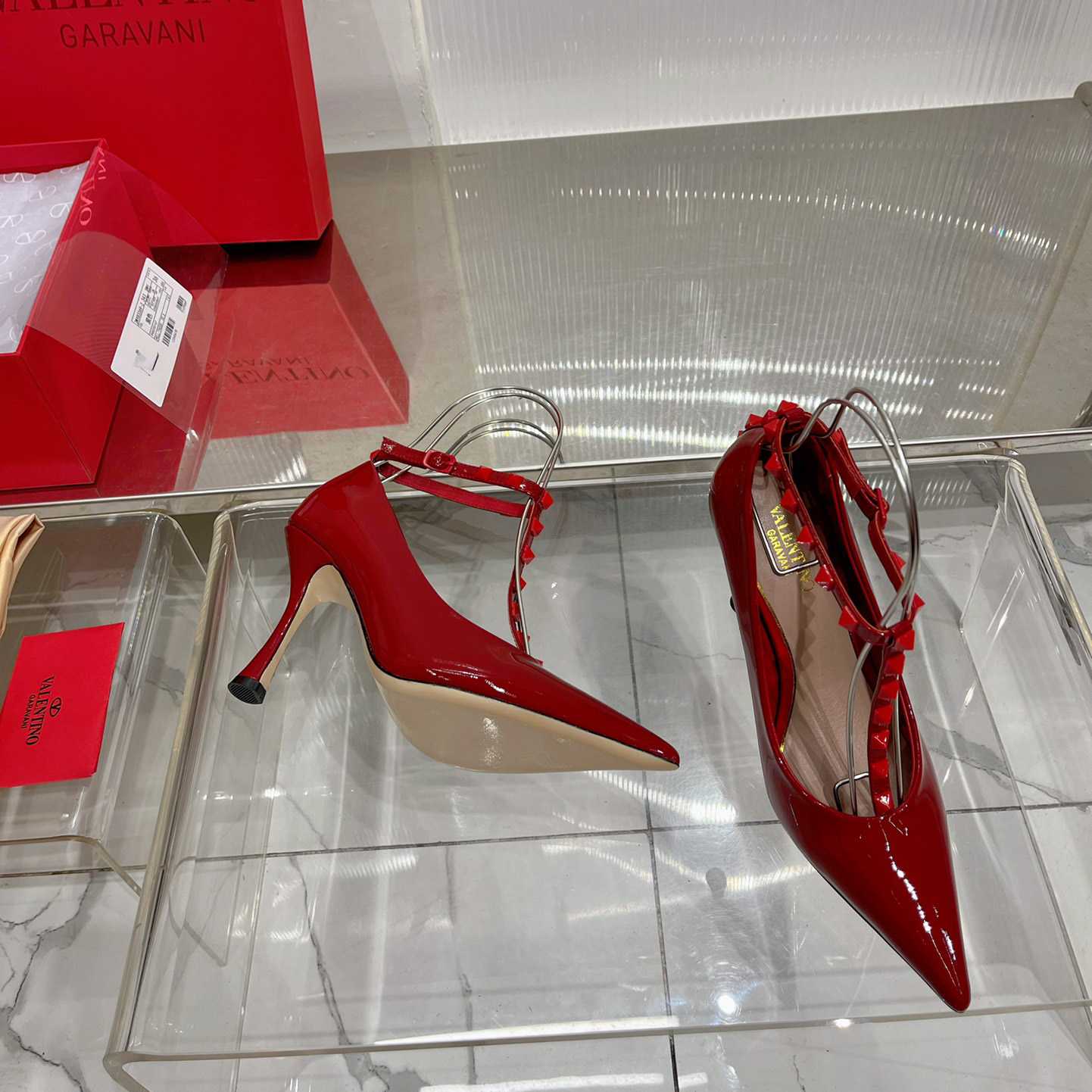 Valenti Rockstud Patent Leather Pumps With Matching Studs 100mm - DopestKickz