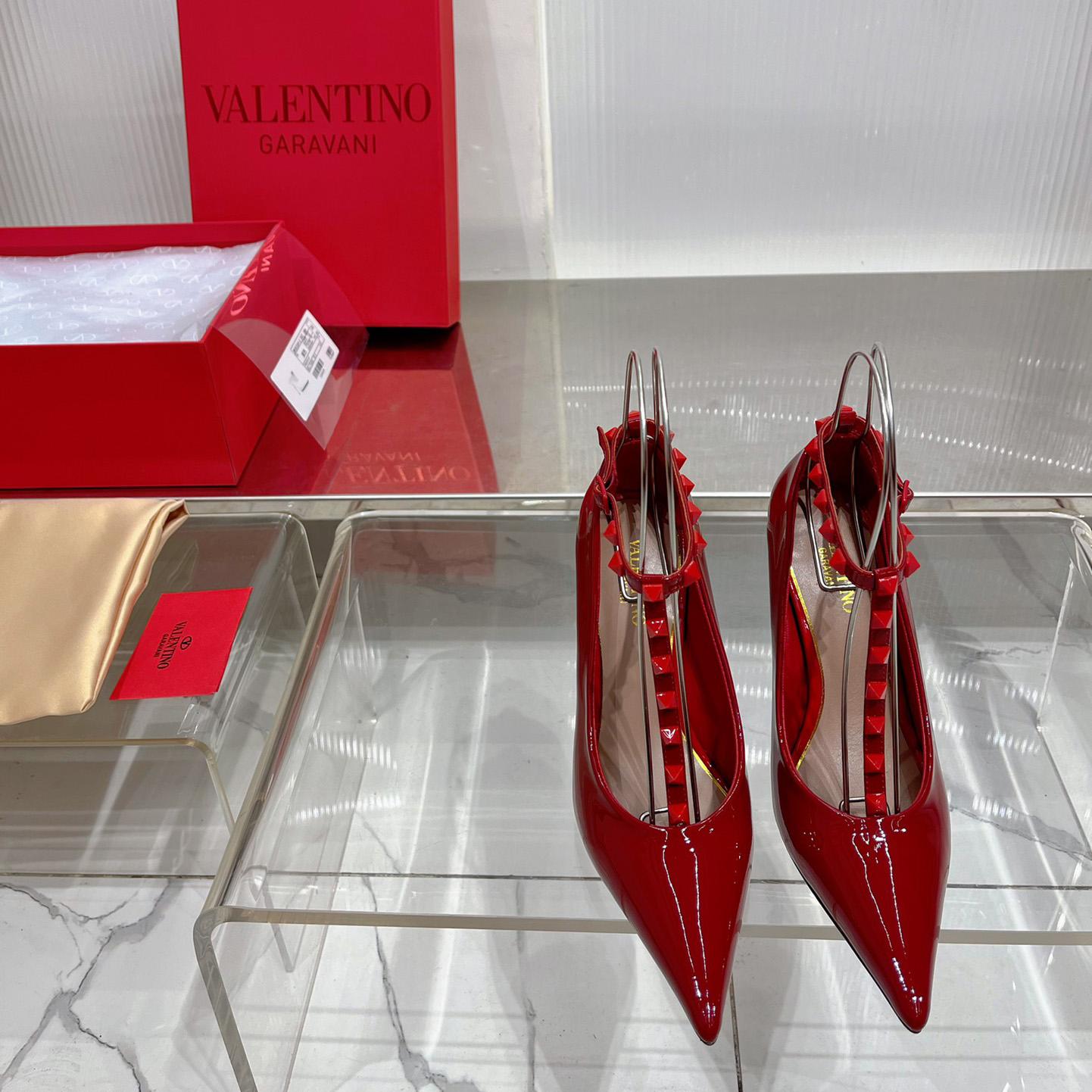 Valenti Rockstud Patent Leather Pumps With Matching Studs 100mm - DopestKickz