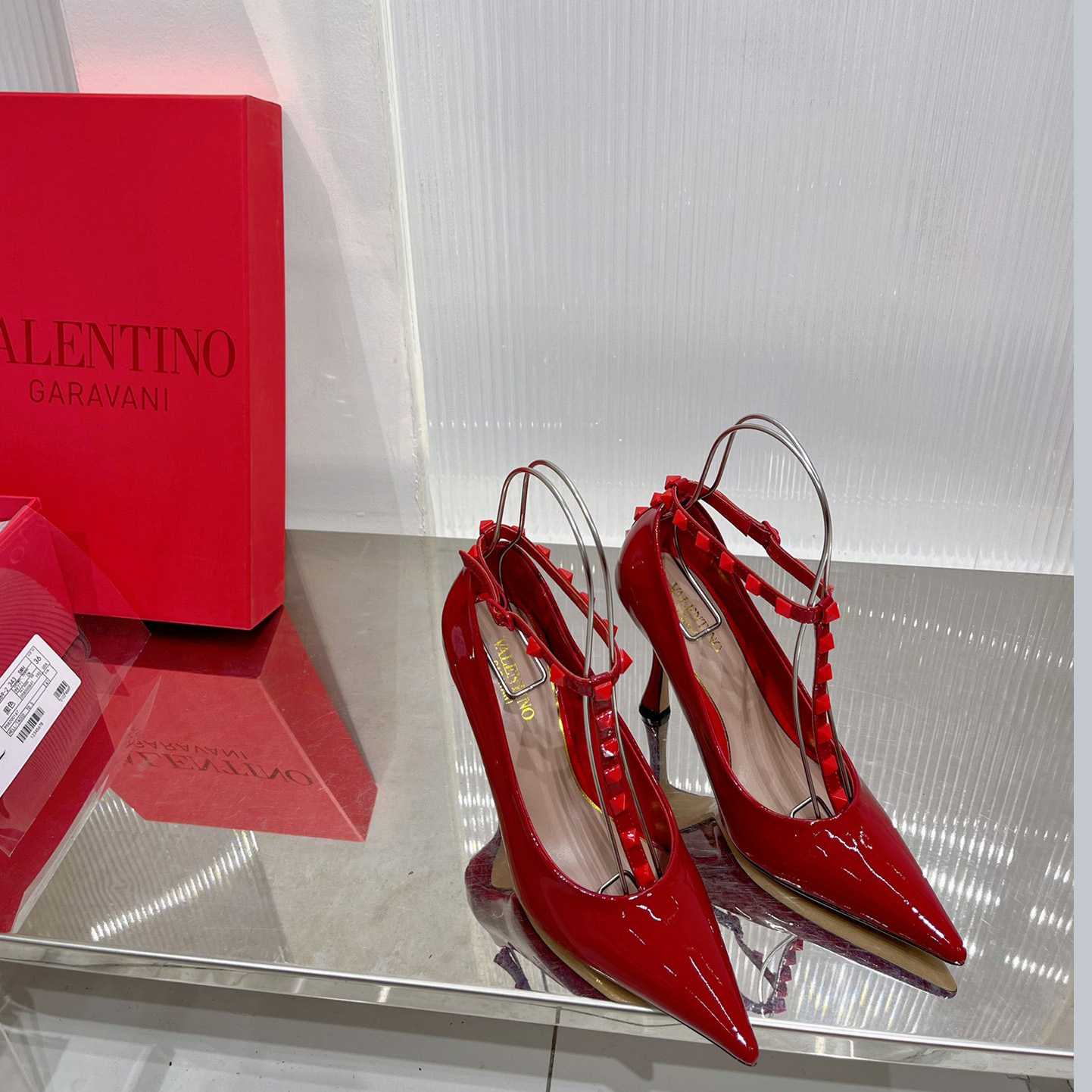 Valenti Rockstud Patent Leather Pumps With Matching Studs 100mm - DopestKickz