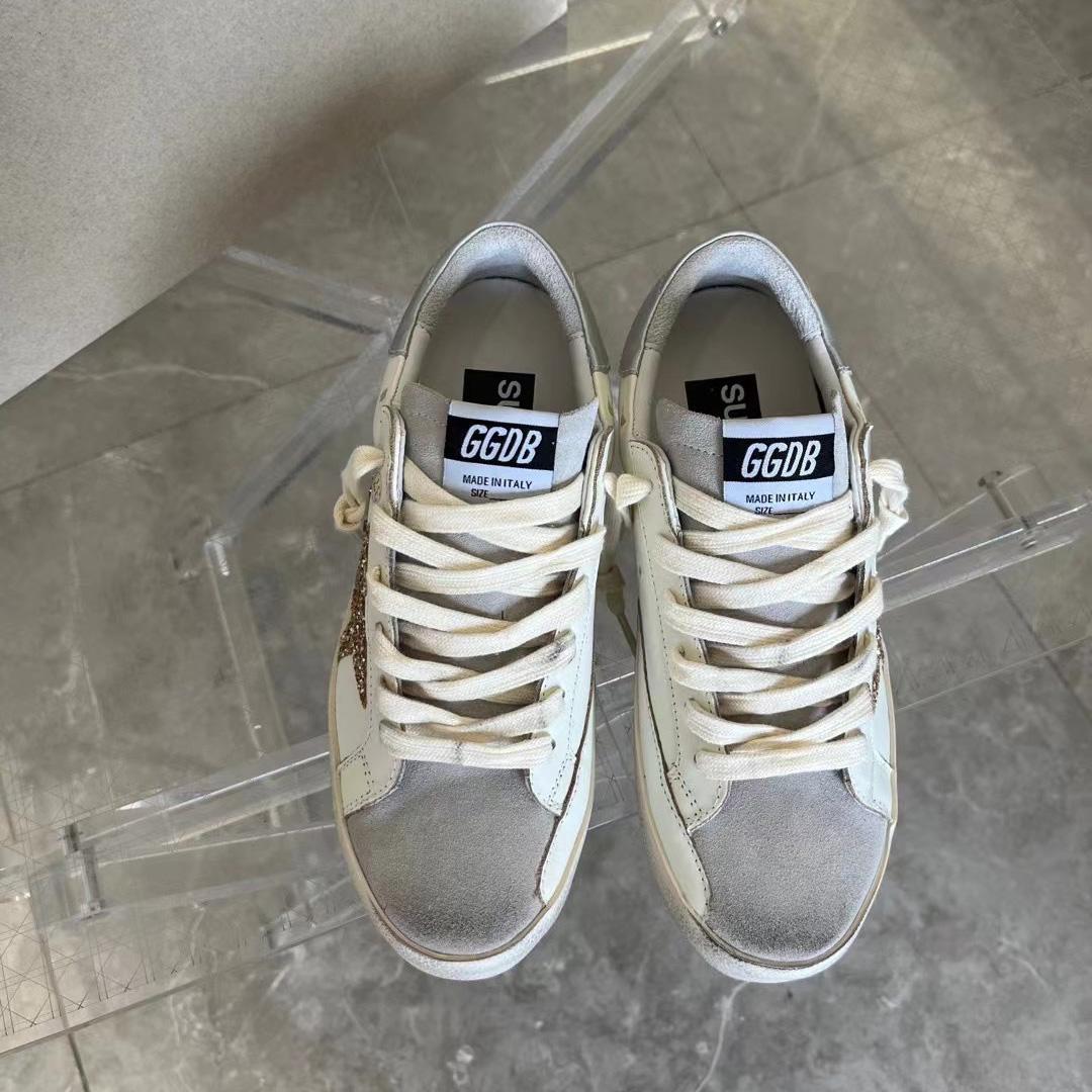 Golden Goose Hi Star White Glitter Gold Sneakers - DopestKickz