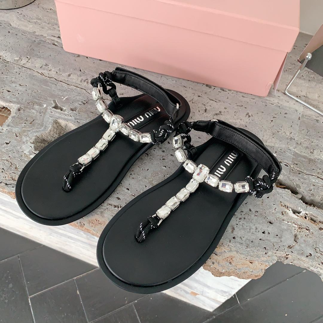 Miu Miu Cotton Cord Thong Sandals - DopestKickz
