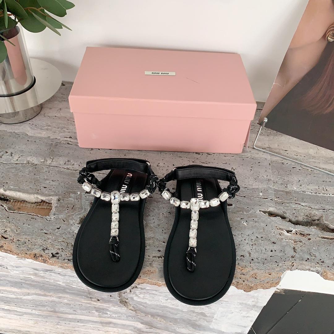 Miu Miu Cotton Cord Thong Sandals - DopestKickz