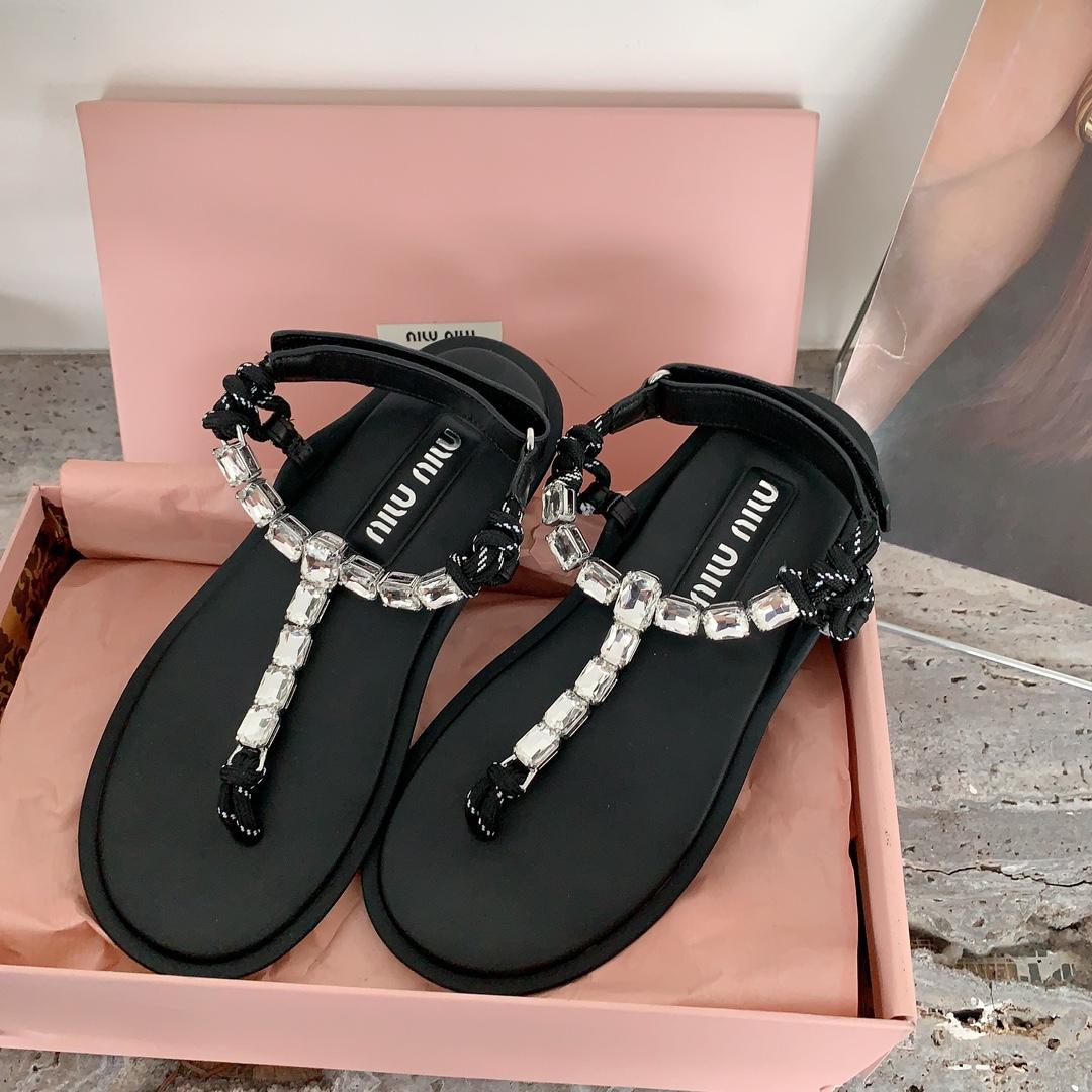Miu Miu Cotton Cord Thong Sandals - DopestKickz