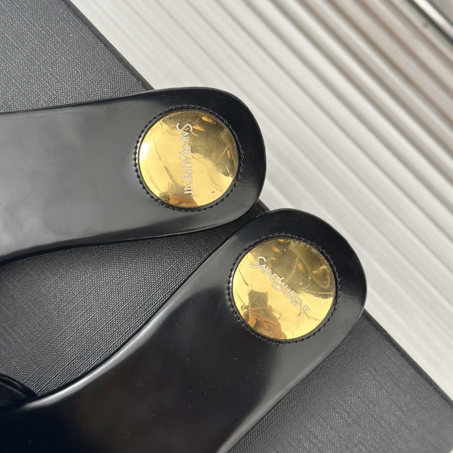 Saint Laurent Carlyle Slides In Glazed Leather - DopestKickz