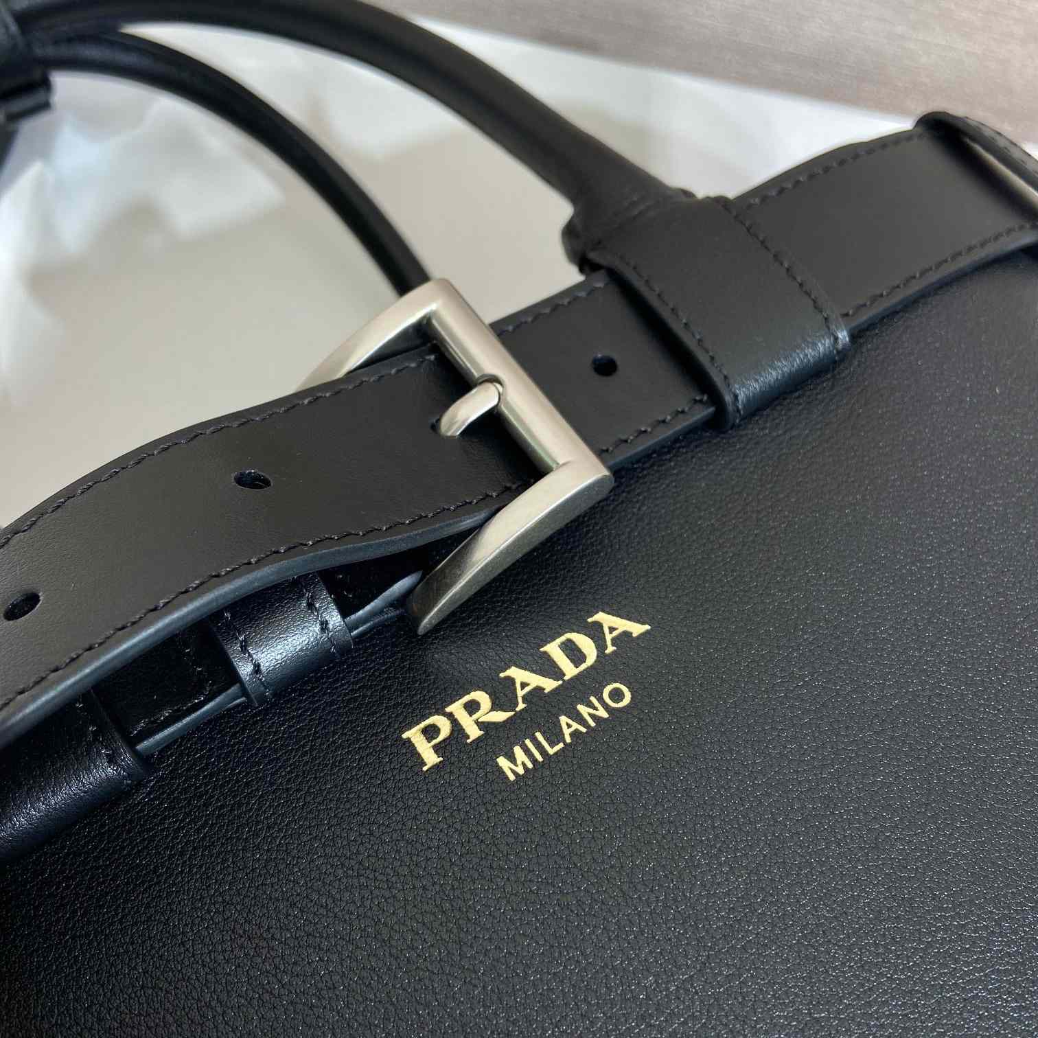 Prada Buckle Large Leather Handbag With Belt - DopestKickz