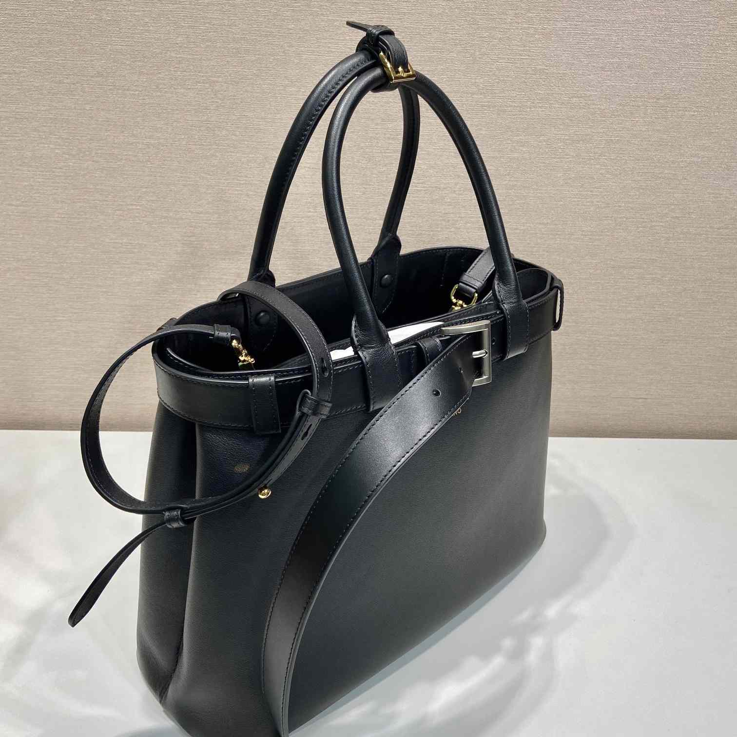 Prada Buckle Large Leather Handbag With Belt - DopestKickz