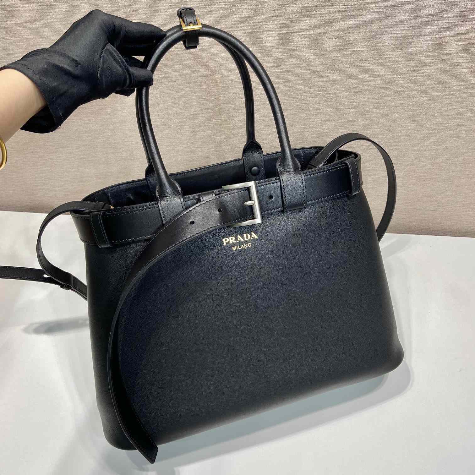 Prada Buckle Large Leather Handbag With Belt - DopestKickz